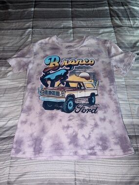 Ford Lavender Tie-Dye Bronco Graphic Tee with Multi-Color Print